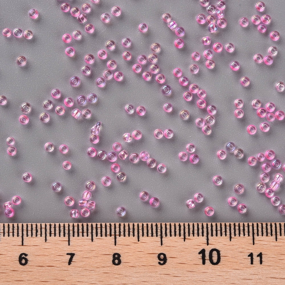 11/0 Grade A Round Glass Seed Beads Transparent Inside Colours AB Color Plated Violet 2.3x1.5mm Hole: 1mm about 48500pcs/pound