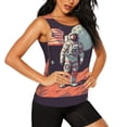thumbnail image 2 of Balery Astronaut With American Flag Camiseta sin mangas estampada ligera para mujer, tops de entrenamiento sin mangas, camisetas de yoga transpirables de secado rápido.-X-Large, 2 of 7