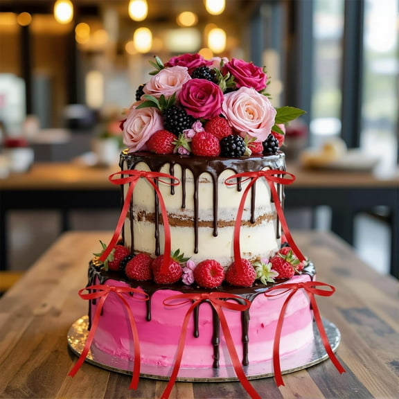 50 Pcs Satin Ribbon Bows 5x7 Inch Twist Tie Bows for Gift Wrapping, Cake Treat Bags, Party Favors, Wedding Decorations, Wine, Bows