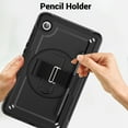 thumbnail image 4 of for Kids Rugged Heavy Duty Case for Samsung Galaxy Tab A9+ 11.0" 2023 SM-X210 / SM-X215 / SM-X216, Shockproof 360 Degree Rotatable Kickstand with Handstrap Protective Hybrid Cover Case, Black, 4 of 10