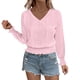 thumbnail image 2 of Ailaofu Womens Tops V Dressy Casual Neck Long Sleeve Shirts Buttons Business Casual Tops, 2 of 6