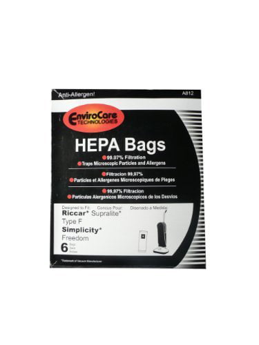 EnviroCare Riccar SupraLite and Simplicity Freedom HEPA Vacuum Bags A824 White 