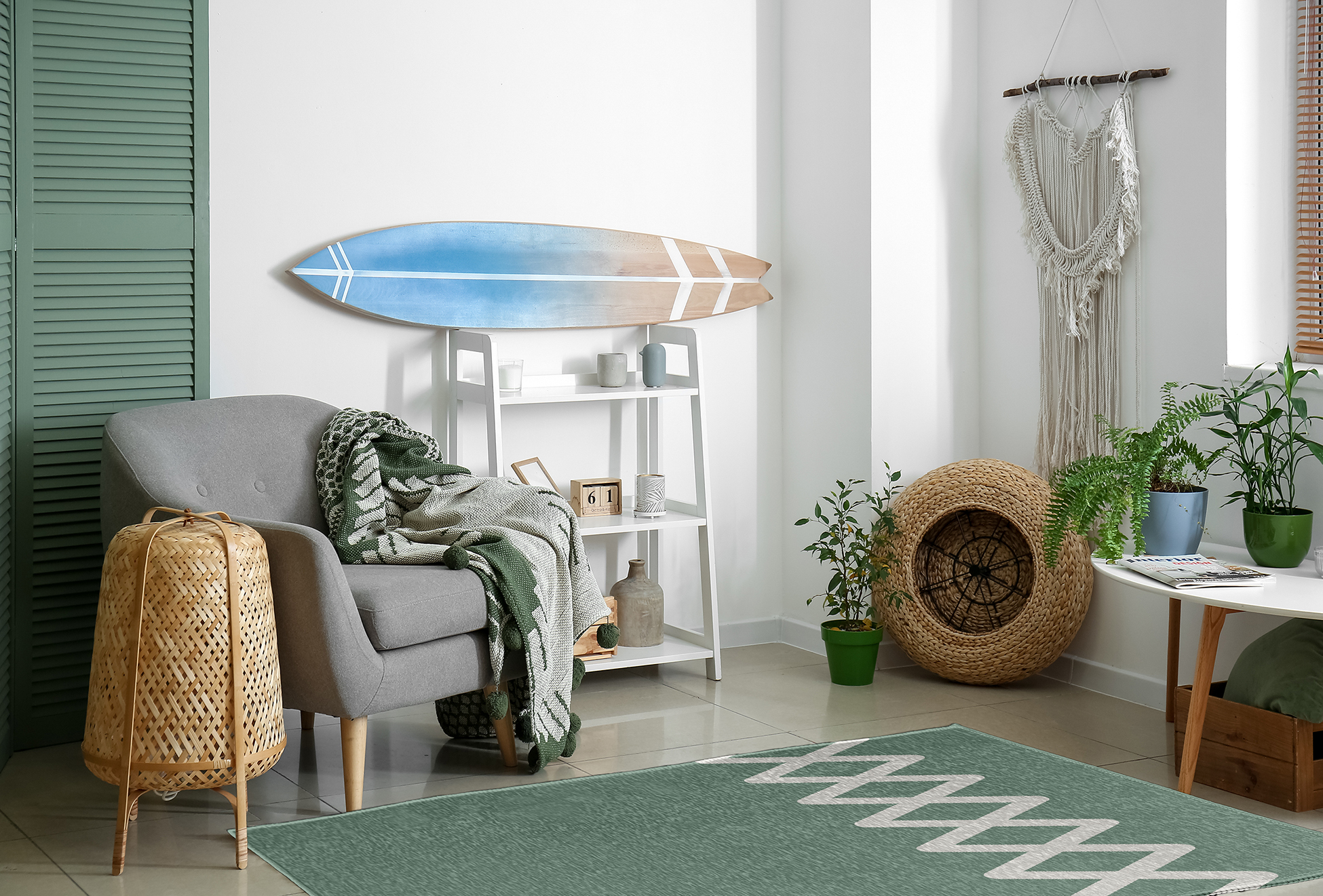 Simply Daisy 4' x 6' Zipper Stripe Chenille Rug, Sage