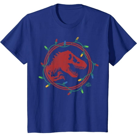 

Jurassic World T-Rex Christmas Lights Youth T-Shirt for Boy Girl Kids Toddler Royal Blue Color Size 7