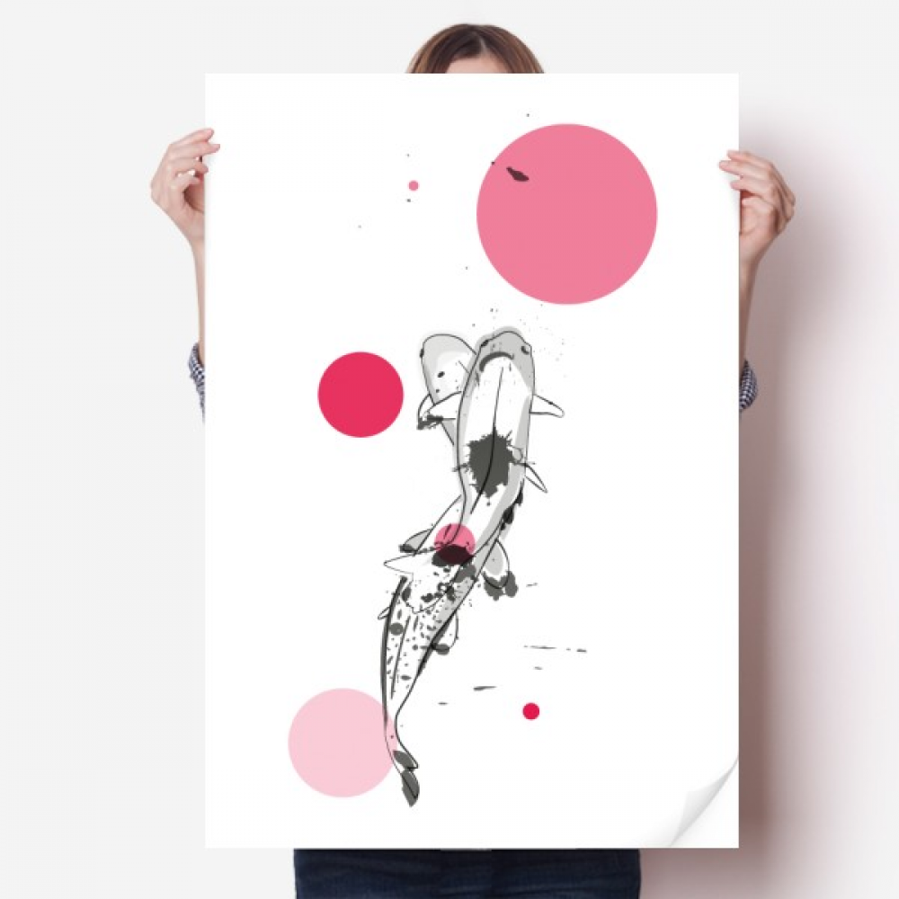 Tradition Pair Chinese Fish Sticker Decoration Poster Playbill