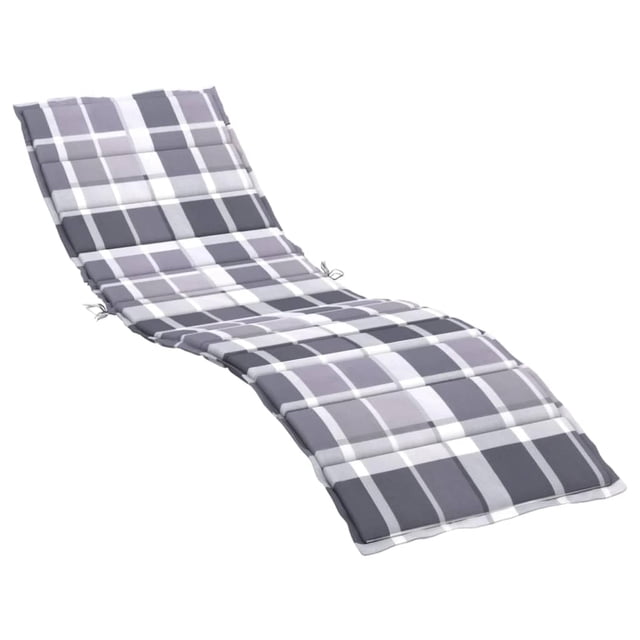 Cojín para tumbona VidaXL, estampado de cuadros grises, 200 x 50 x 3 cm