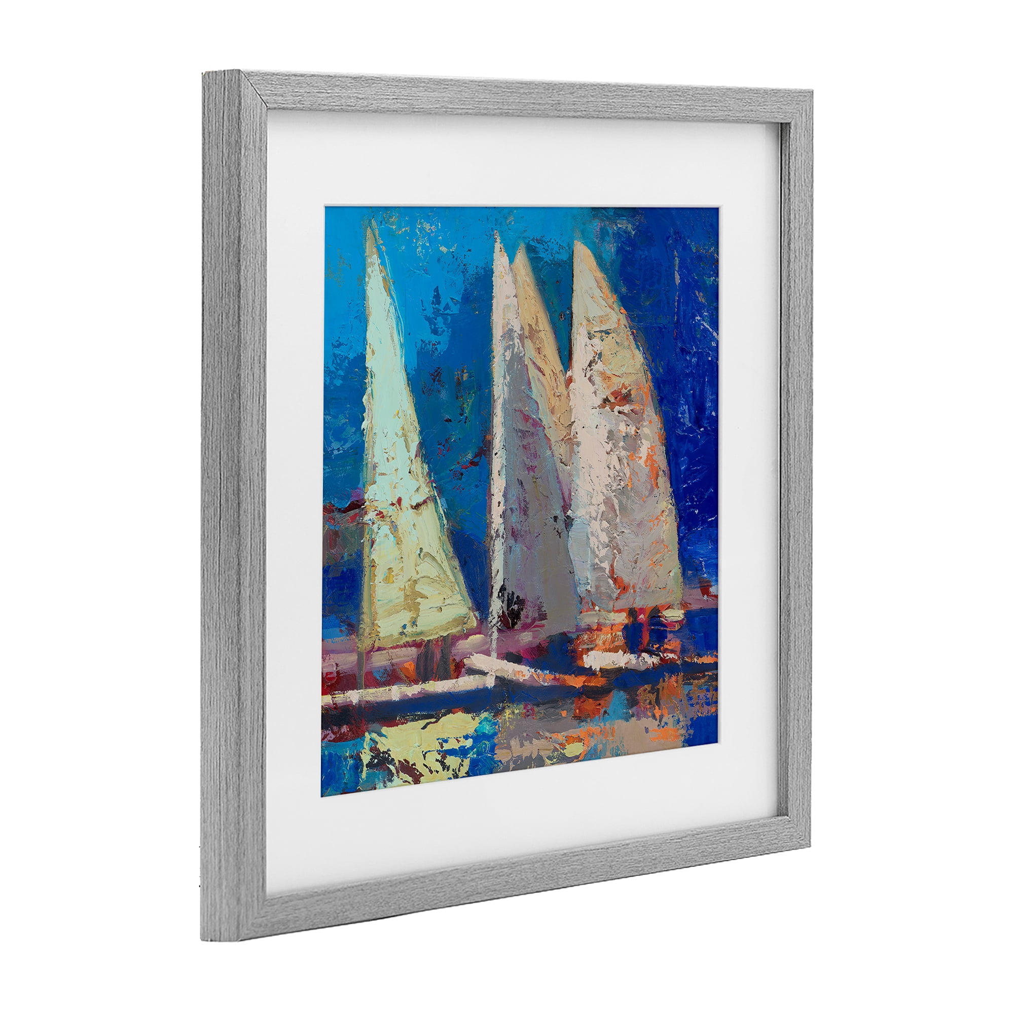 Stupell Industries A Strong Wind Sailboats Gray Framed Print Under Glass, design by Beth A. Forst
