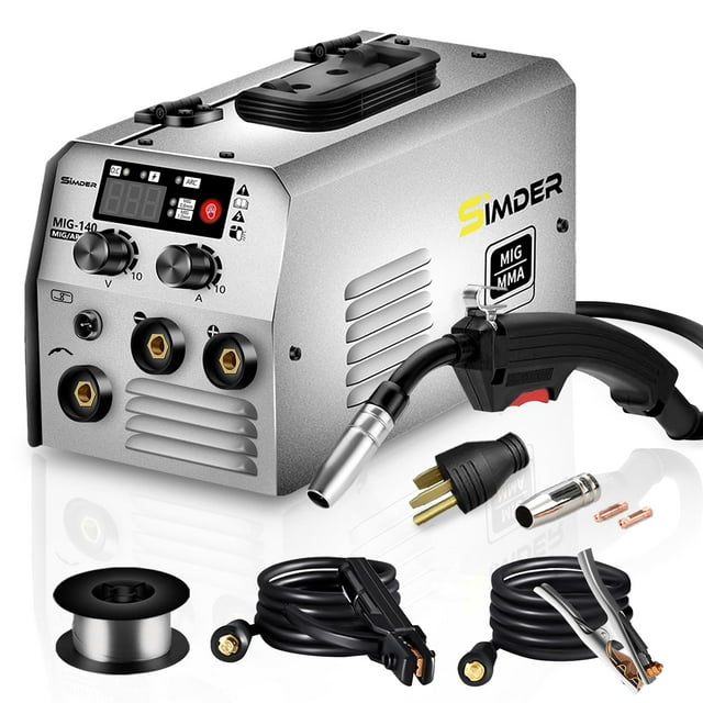 Soldadora SSIMDER MIG 140A 2 en 1 Stick/Flux Core 110V/220V