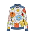 thumbnail image 6 of QASIEATN Long Sleeve Tops for Women Casual Lapel Denim Stitching Pullover Sweatshirt Spring Fall Fashion Clothing, 6 of 8