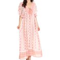 thumbnail image 1 of Sakkas Sofia Aztec Print V-neck Caftan Summer Long  Maxi Dress - Orange - One Size Regular, 1 of 4
