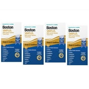 4 Pack - Boston® SIMPLUS Multi-Action Solution Travel Kit and Lens Case - from Bausch + Lomb, 1 fl oz (30 mL), Contact Lens Case Included