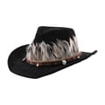 thumbnail image 1 of Sombrero de vaquero occidental de ala ancha, elegante para hombres y mujeres, ideal para playa, juegos de rol, viajes. Negro, 1 of 9