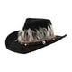 thumbnail image 1 of Sombrero vaquero con plumas occidentales, cómodo sombrero para el sol para viajes, vacaciones y fiestas al aire libre. Negro, 1 of 9