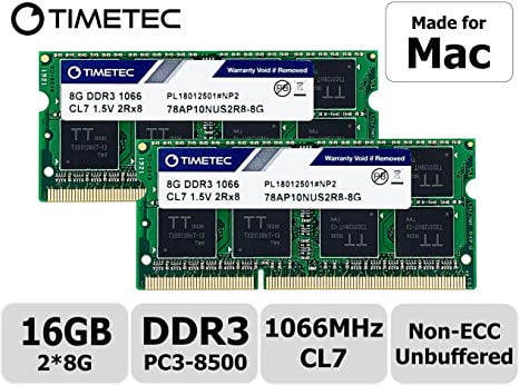 Timetec 2x4GB DDR3 1066MHz PC3-8500 Non-ECC 1.5V 2Rx8 SODIMM Apple Memory RAM 
