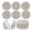 Beige Black Herringbone, variant on Round Woven Coasters, 4.61in Black White Herringbone Heat Resistant Table Mats, Non-Slip Polyester Drink Pads with Holder Set of 6