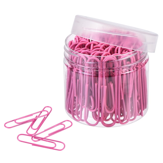 Unique Bargains Paper Clips 2 Inch Vinyl Coated with Box for Office Home Pink Count 100