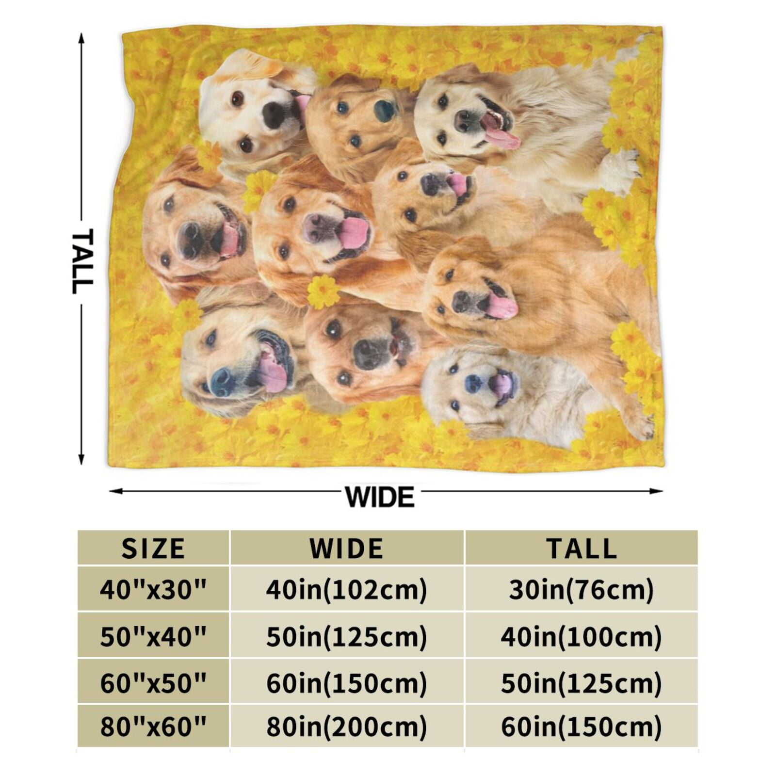 Wijzvio Goldern Retriever Dog Throw Blanket Soft Fuzzy Fleece Blanket For Couch Bed Living Room Decoration 60"X50"