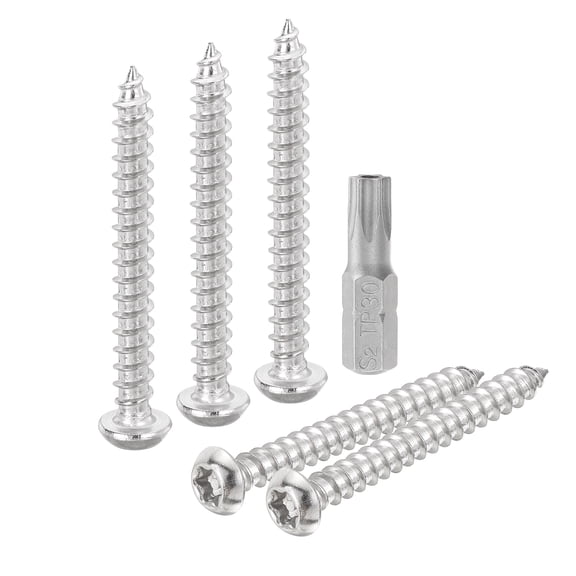 10pack M6 x 50mm Button Head Torx Security Sheet Metal Screws with T30 Bit