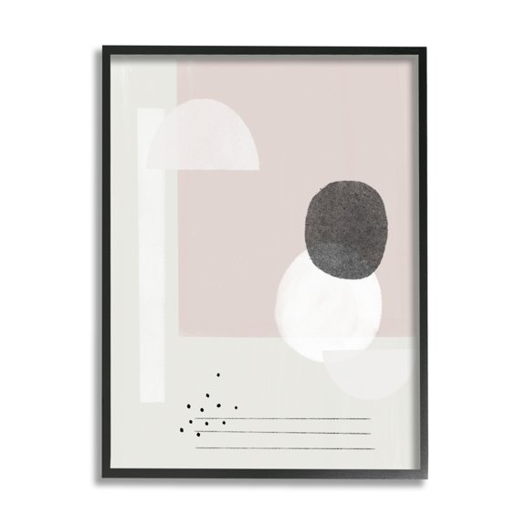 Stupell Industries Simple Abstract Boho Shapes Beige Pink Circles Framed Wall Art, 16 x 20, Design by Leah Straatsma