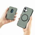 thumbnail image 5 of Dteck Detachable Back Cover for iPhone 16 with Card Holder, Magnetic Wallet Pocket Carbon Fiber Texture PU Leather Slim Phone Case, Green, 5 of 12