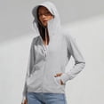 thumbnail image 6 of Bosfbaoi Women's Hooded Full Zip Long Sleeve Sun Protection Jacket, Ultra-Lightweight Breathable Quick Dry Outerwear, Mask Integrated Thumbhole Coat for Outdoor Hiking Daily, 6 of 7