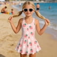 thumbnail image 4 of Xixirimido Pink Strawberry Floral Print Girls One Piece Swimsuits with Skirt Sleeveless Swim Dress Modest Skirted Swimwear with Built-in Shorts UPF 50+ Bathing Suit, 6-7 Years, 4 of 7
