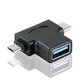thumbnail image 1 of Paquete de 2 convertidores OTG 2 en 1 USB 3.0 a micro USB y USB C macho a USB 3.0 hembra a micro USB macho, 1 of 5
