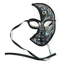 Fancy Full Mask with Cut-Outs black and TURQUOISE 8 Inch 1Pc
