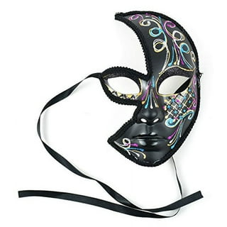Fancy Full Mask with Cut-Outs Black and Turquoise 8 inch 1pc