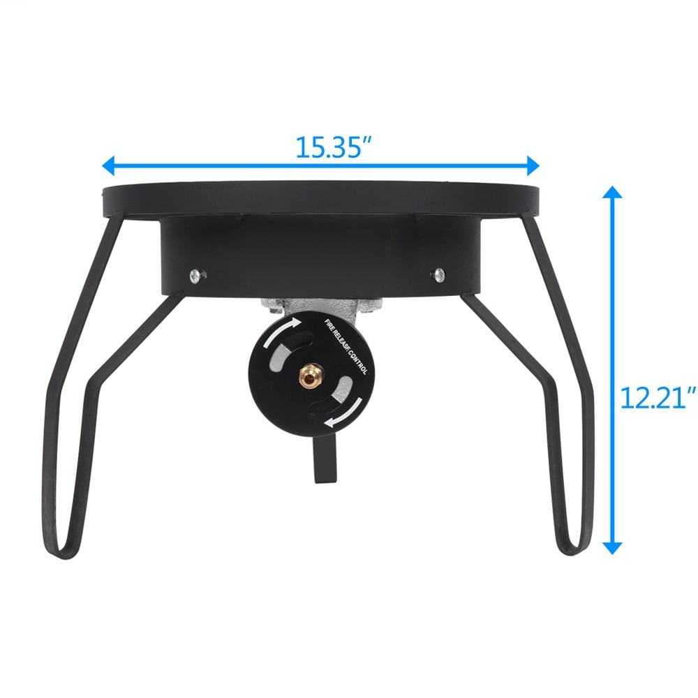IVV 15.35" Round Propane Gas Single Burner, Heavy Duty 200K BTU, 0-20 PSI, Outdoor Portable Stove for Camping, Parties, Gatherings, Home Brewing (Black)