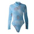 thumbnail image 1 of Women's Turtleneck Neck See Through Leotard Bodysuit Body, 1 of 5