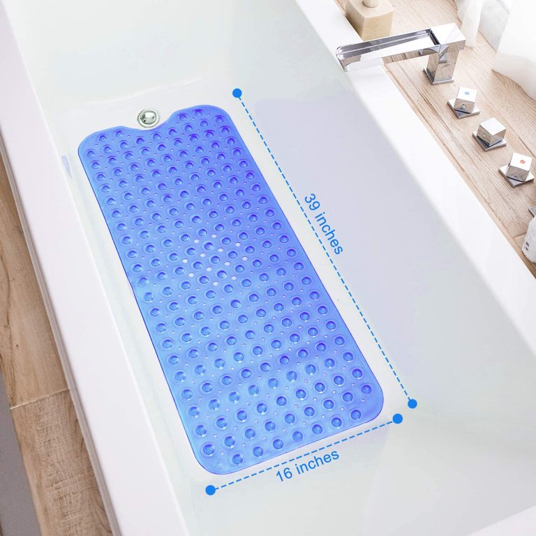 Bathtub Mats for Shower Tub Extra Long Non Slip Bath Mat, 39 x 16 Inch  Shower Mat with Drain Holes and Suction Cups, Bath Tub Mat for Bathroom  with Machine Washable (Clear) 