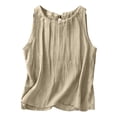 thumbnail image 2 of Tank Tops for Women Lightweight Cotton Linen Crewneck Pleated Loose Casual Sleeveless Shirt Summer Outfits, 2 of 8