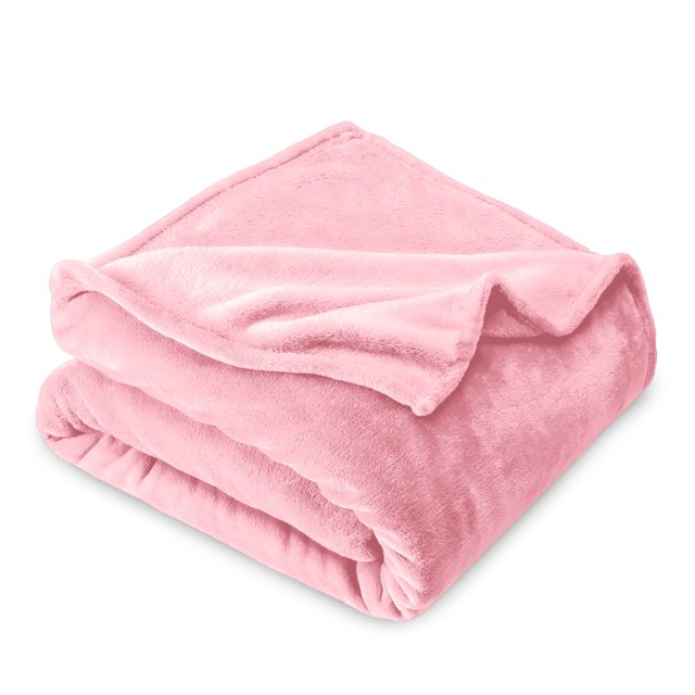 Bare Home Microplush Fleece Blanket - 300 GSM - Fuzzy Microfleece - Soft & Plush - Kid Size, Light Pink