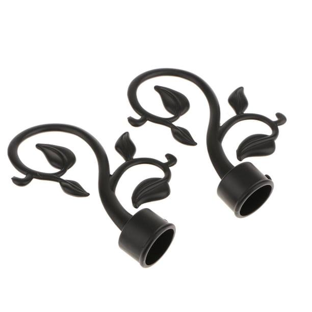 2 varillas decorativas para cortinas de ventana, diámetro interior de 28 mm. Hoja Negra