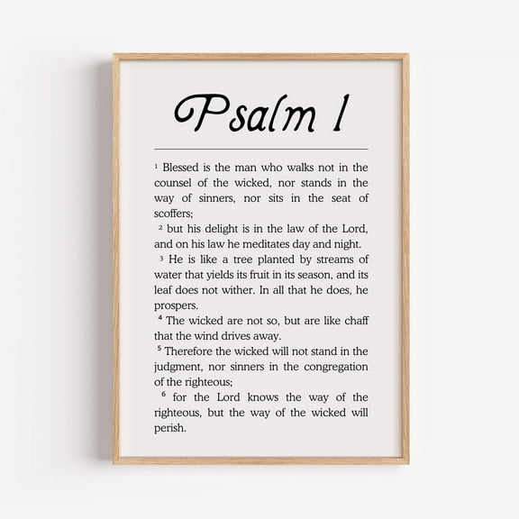 Psalm 1 Scripture Print, Bible Verse Wall Art, Christian Typography Poster, Minimalist Faith-Based Decor, Christian Gift Wall Art, Modern Wall Decor, 8x12 UNFRAMED