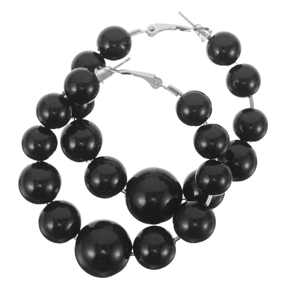 Vosarea 1 Pair Black Hollow Round Dangle Earrings Lightweight Statement Hoop Jewelry for Women