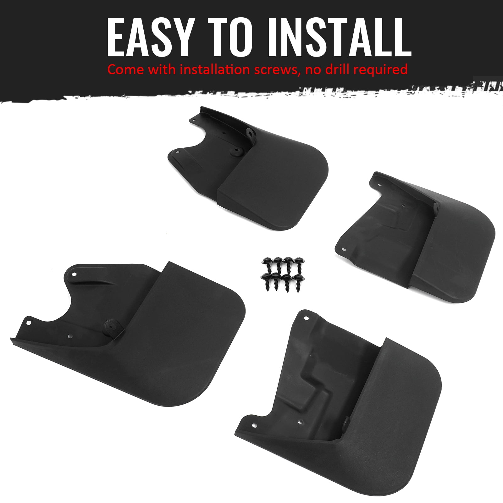 Ikon Motorsports 4PCS Front Rear Mud Flaps Wheel Arch Splash Guards MudFlaps For 2022-2026 Toyota Tundra, PP Polypropylene 76621 76622 76625 76626