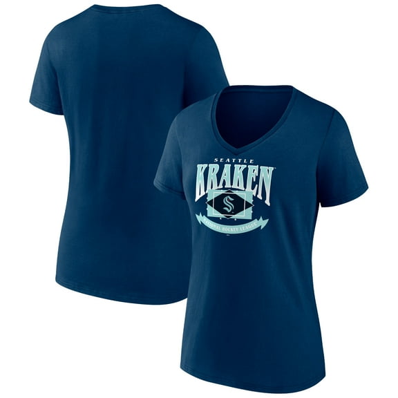 Women's Deep Sea Blue Seattle Kraken Slapshot V-Neck T-Shirt