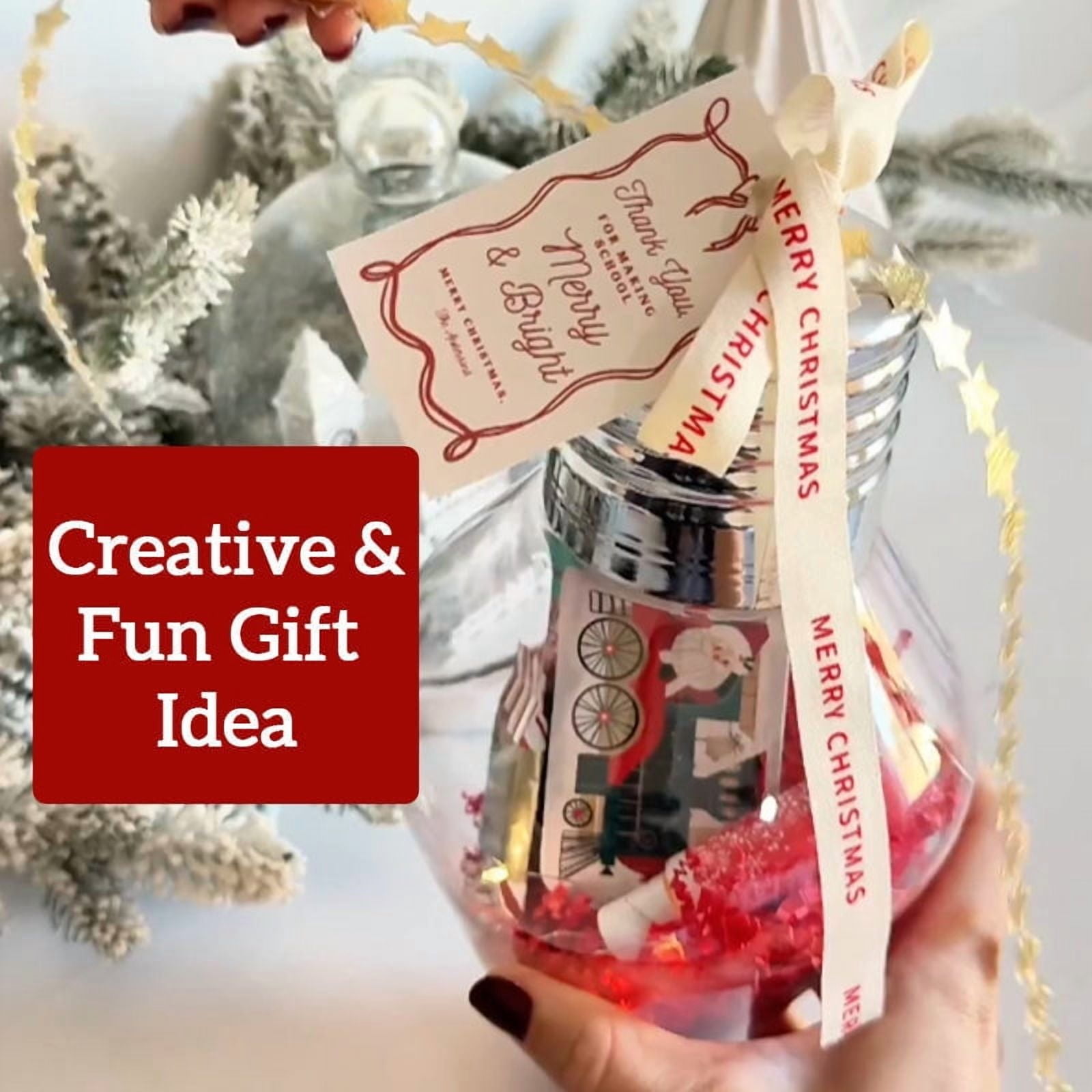 DAMAI DIY Plastic Light Bulb Decorations Christmas Clear Ornaments for Crafts, Fillable Jumbo Clear Plastic Hanging Ornament for Candy, Reusable Gift Container Crafts & Party Favors