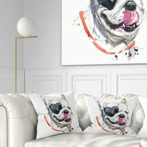 Designart Kiss French Bulldog Illustration - Animal Throw Pillow - 16x16