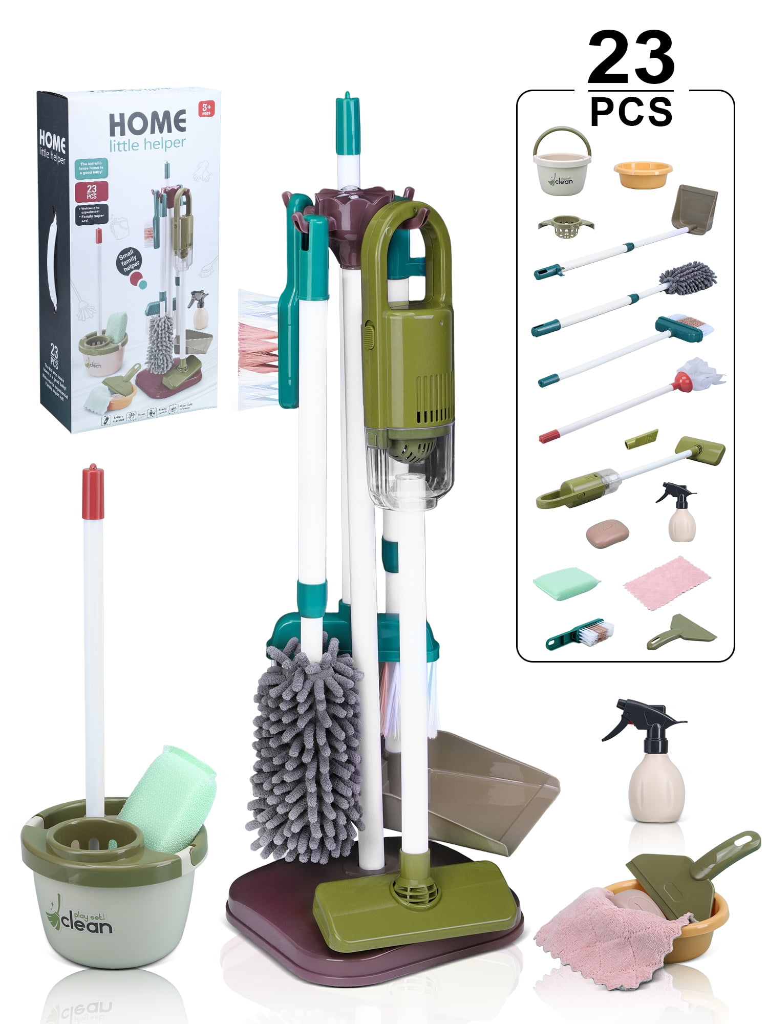 Sqnox Kids Cleaning Set, 23 Pcs Kids Cleaning Set with Vacuum for
