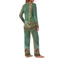 thumbnail image 4 of Weekease Long Sleeve Pajamas Set for Women V Neck Tops Wide Leg Pants 2 Piece Lounge Fall Sleepwear with Pockets, 4 of 7