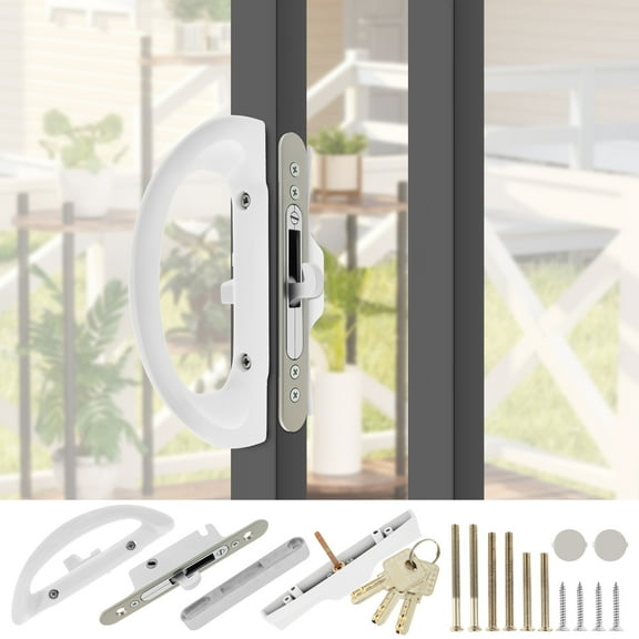 Sliding Patio Door Handle Set with Key Cylinder Mortise Style Sliding Glass Door Handle Aluminium Alloy Sliding Door Handle Lock Set for Patio Doors Sliding Doors