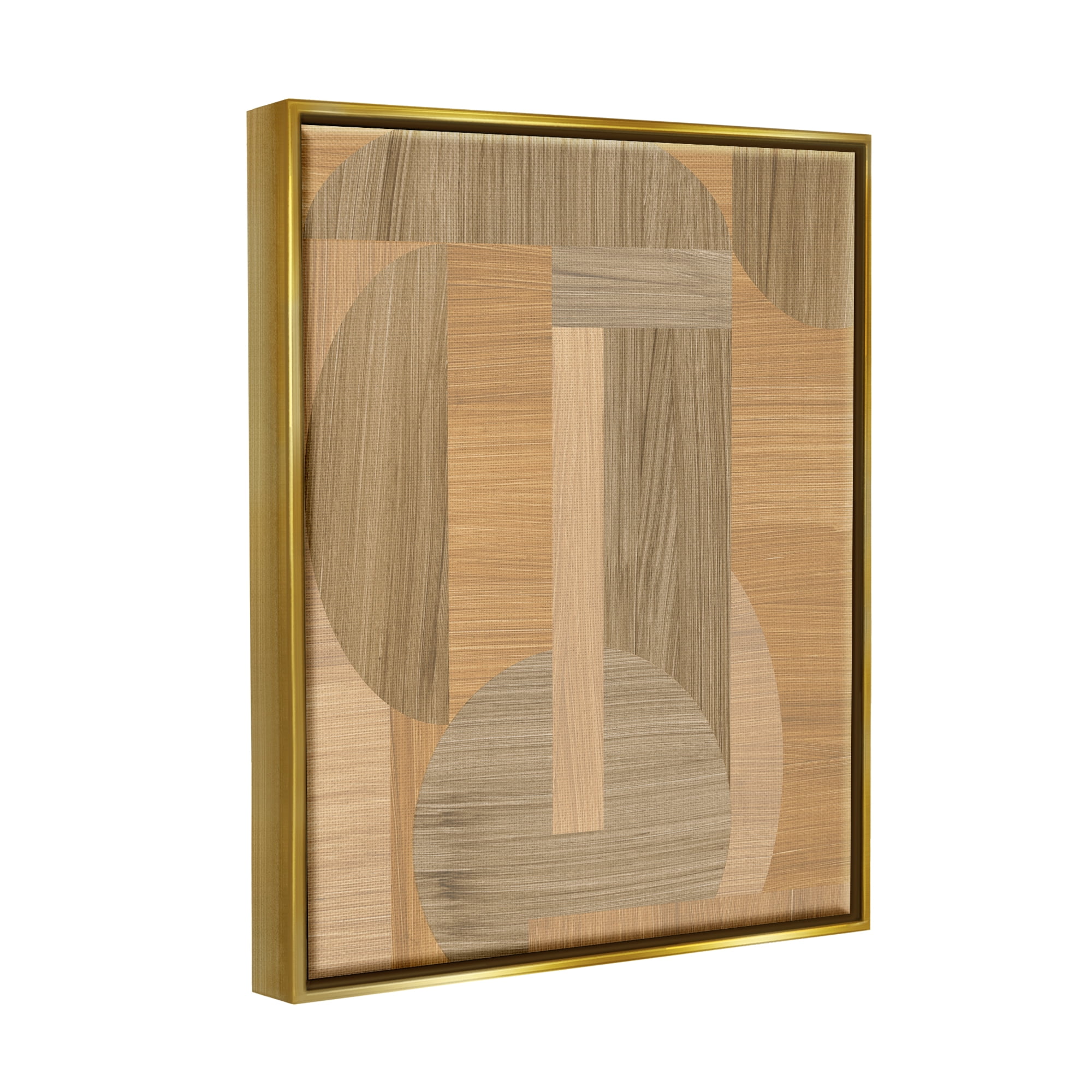 Stupell Industries Grain Patterned Linear Shapes Abstract Painting Gold Floater Framed Canvas Art Print Wall Art, 25 x 31