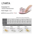 thumbnail image 3 of Transparent Slope 8CM Wedge Heel Transparent Flower Head Rhinestone Slippers LFD-1098-114, 3 of 6