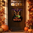 thumbnail image 2 of PLPPYFS Vintage Happy Halloween Decorations Sign, Pumpkins Ghost Wood Wreath for Front Door Porch Window Wall Hanging Decor, Black Orange Spooky Decoration for Party Home, 2 of 7