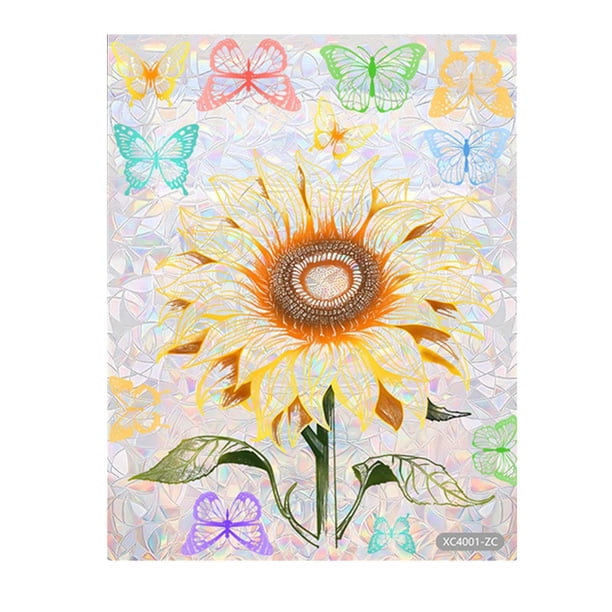 Etiqueta engomada floral de la ventana del girasol que se aferra a la ventana Mural de la ventana Calcomanía de PVC para la oficina del cuarto de 1 flor