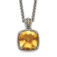 thumbnail image 4 of Auriga Fine Jewelry 925 Sterling Silver with 14K Accent Antiqued Checkerboard Cushion Citrine Necklace for Women 18", 4 of 6