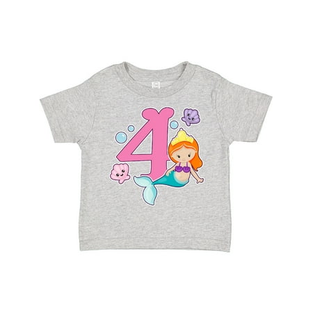 

Inktastic I Am 4 Years Old Birthday with Mermaid Gift Toddler Toddler Girl T-Shirt